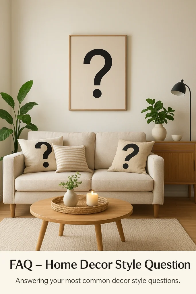 FAQ concept in stylish living room.