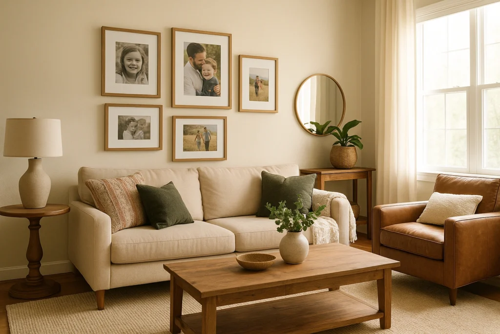 Cozy living room showing personality through decor.