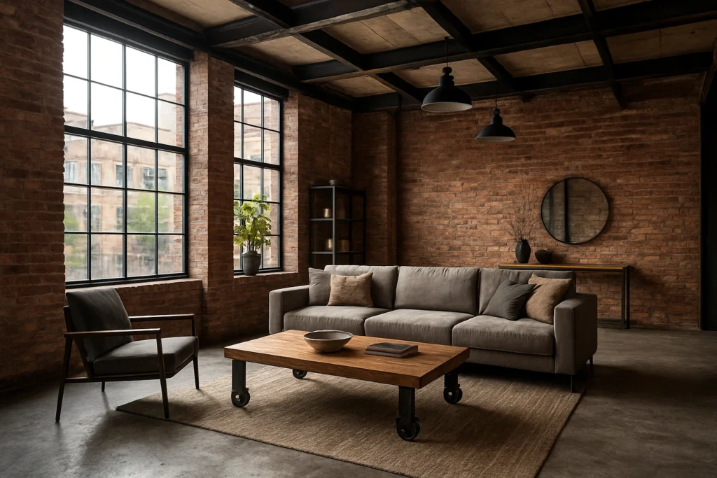 Industrial urban loft living room.
