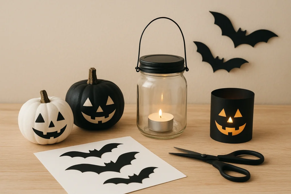 DIY Halloween decor projects with pumpkins and lanterns