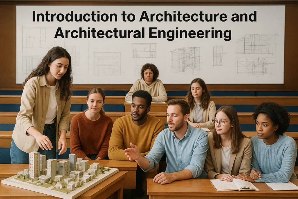 Students learning about architecture and architectural engineering.
