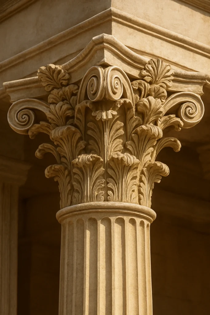 Corinthian capital with acanthus carvings