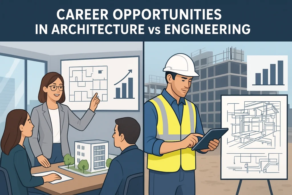 Career paths and salaries for architects vs engineers.