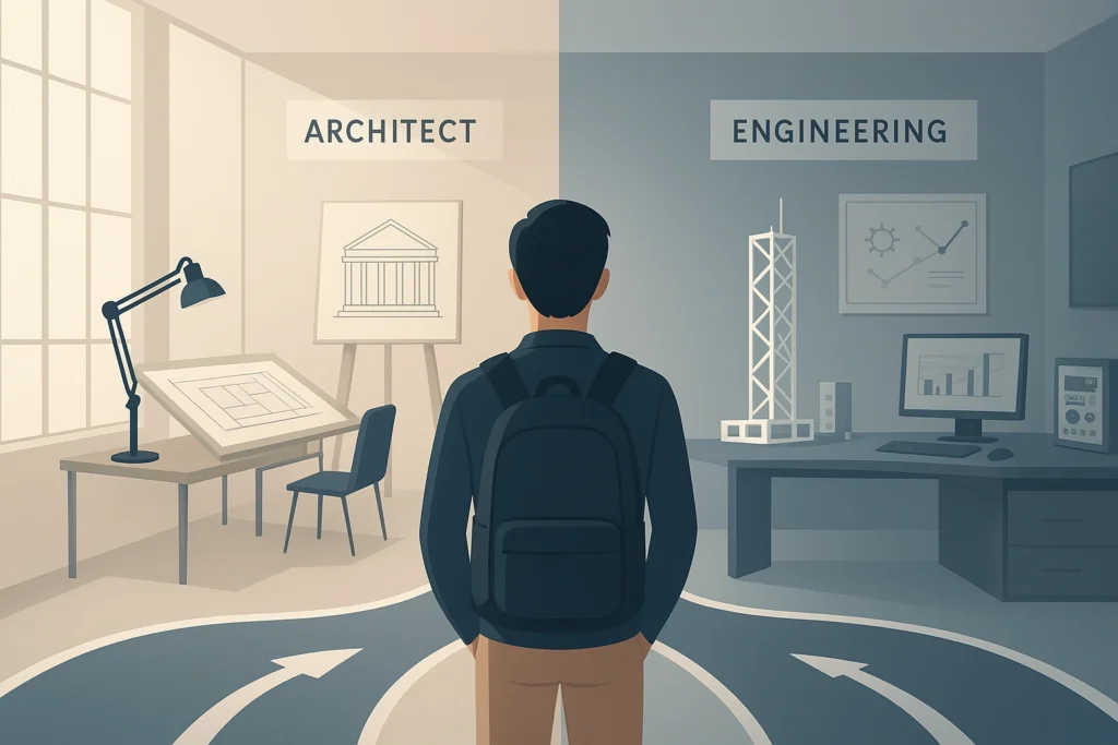 Choosing a career in architecture or engineering.