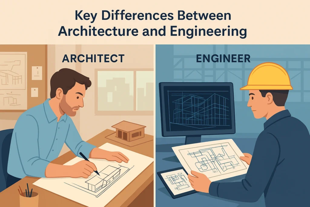 Architect vs. engineer focus comparison.