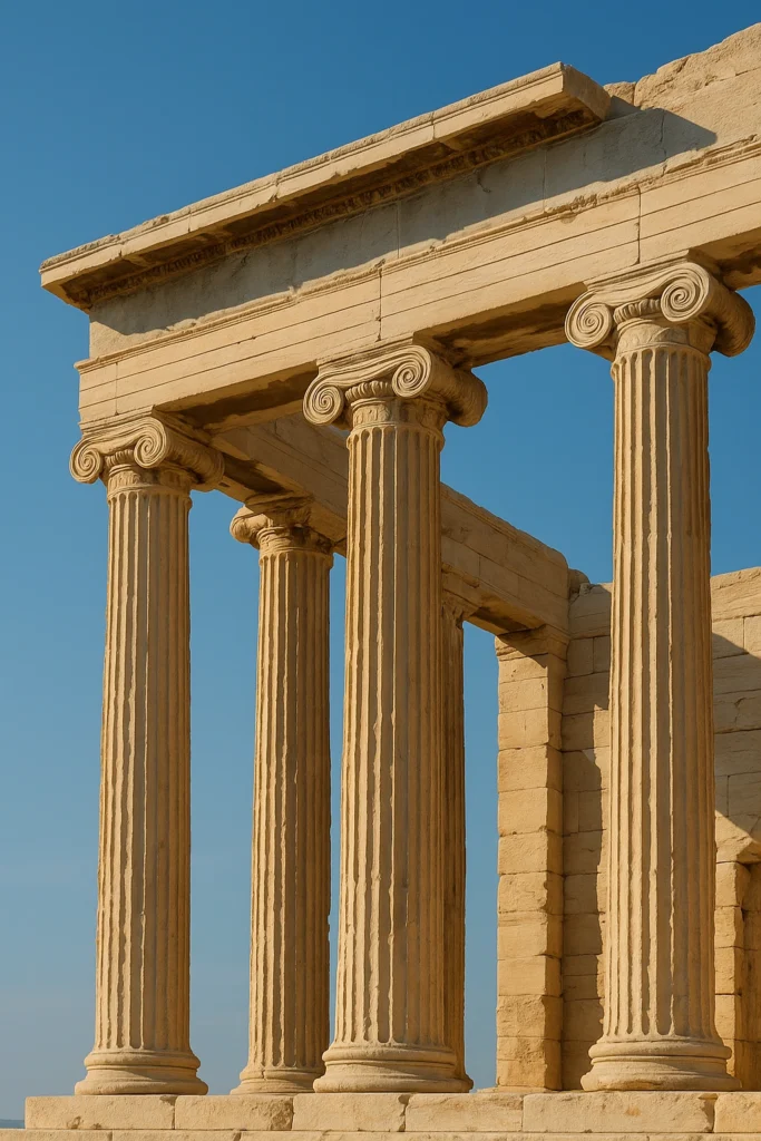 Ionic columns with volute capitals