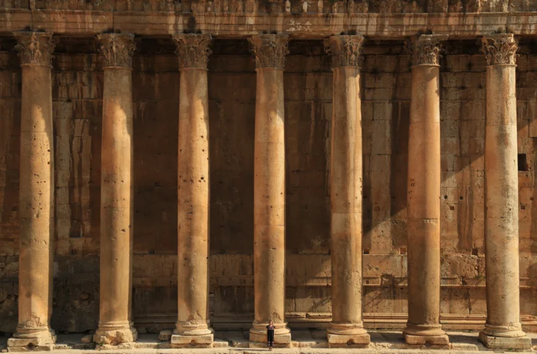 Ancient Greek architecture with Corinthian, Doric, and Ionic columns, corinthian columns