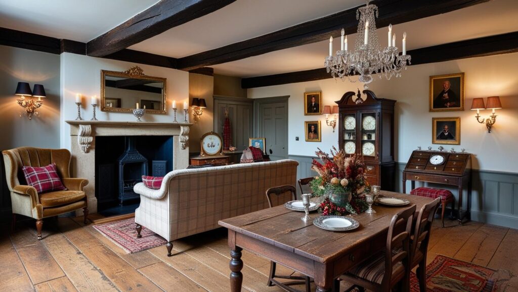 English country living room with a mix of antique and modern furniture - English Country Decor.