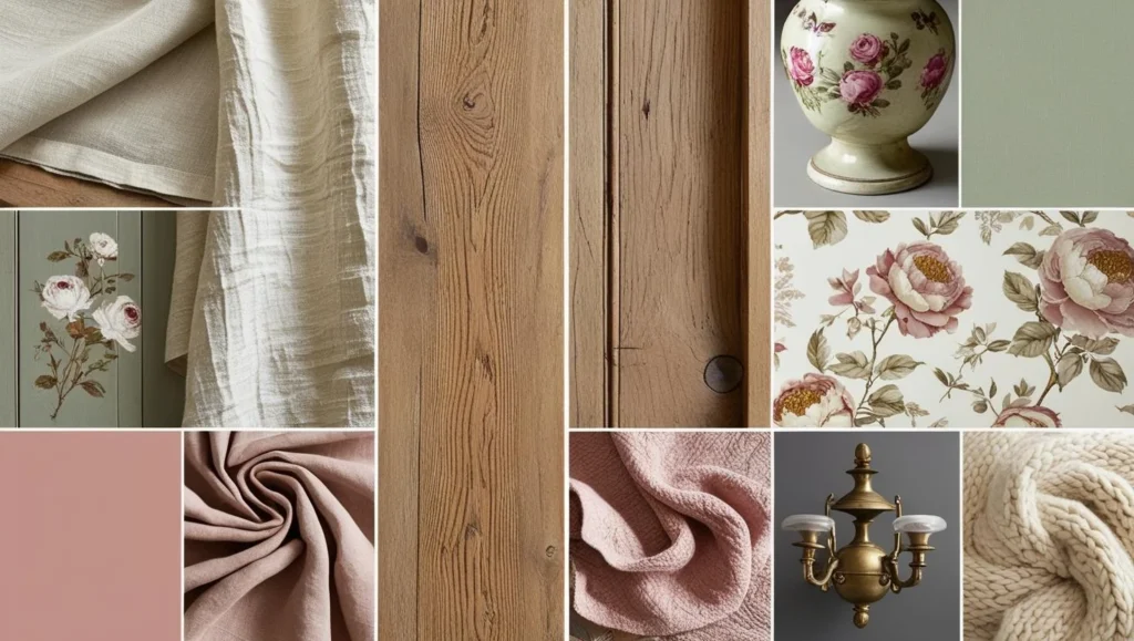 English country decor vignette with art, antiques, and natural elements.