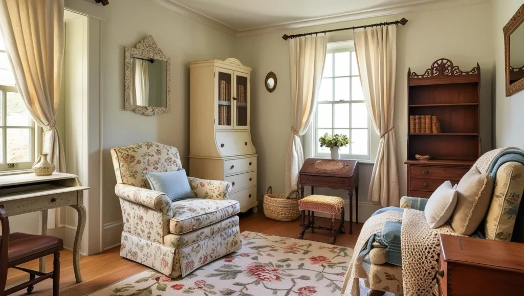 Small living space decorated in English country style - English Country Decor.