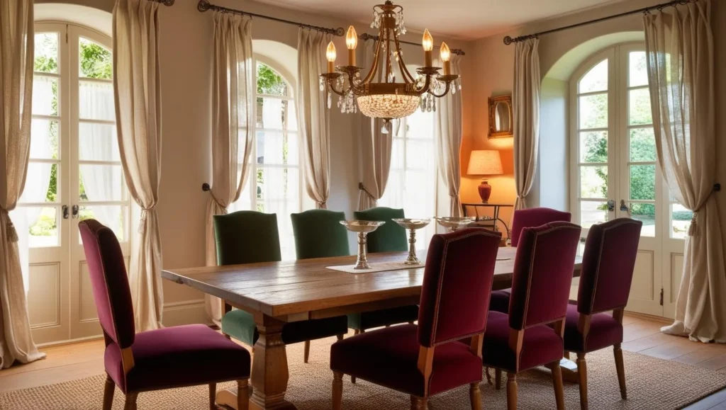 English country dining room with vintage lighting and natural light - English Country Decor.